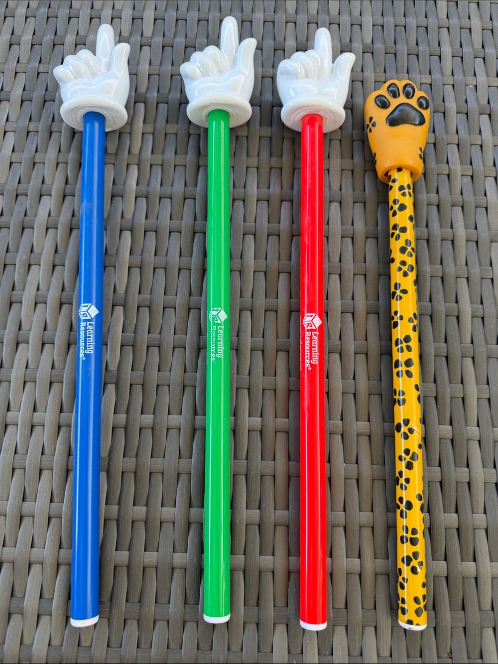 4 Teacher or Kids Pointers- Blue, Green, Red & Yellow Paw